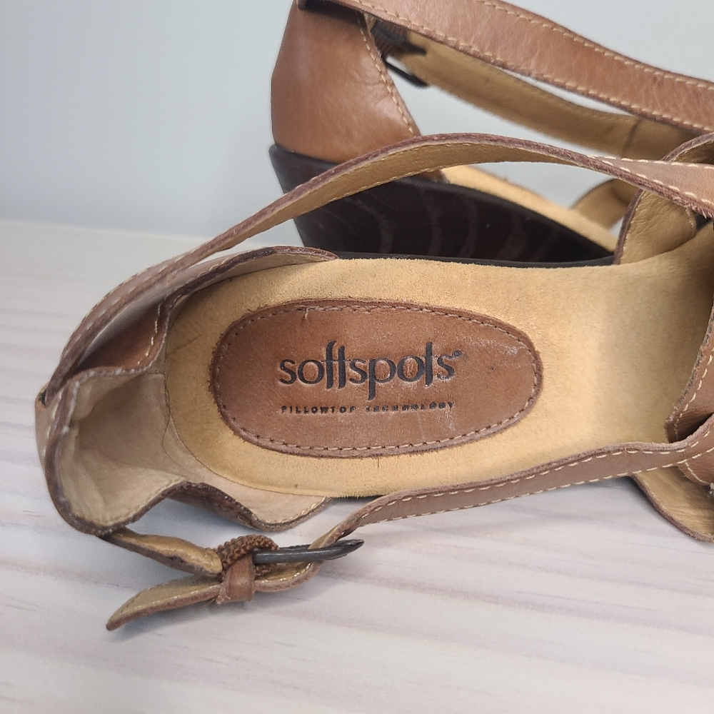 🍉 NEW Softspots Brown Wedge Heel Sandals Size 7.5 - Picture 5 of 7